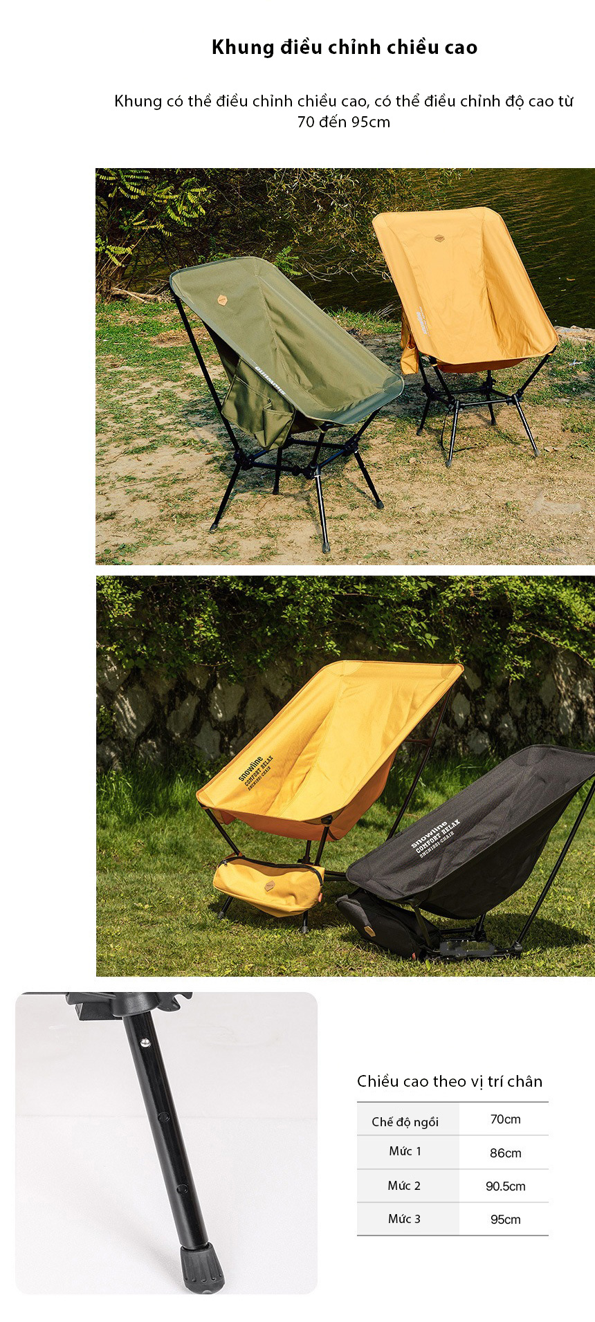 Ghế cắm trại gấp gọn Snowline Comfort Relax Chair SNG5ULC002 - Vàng