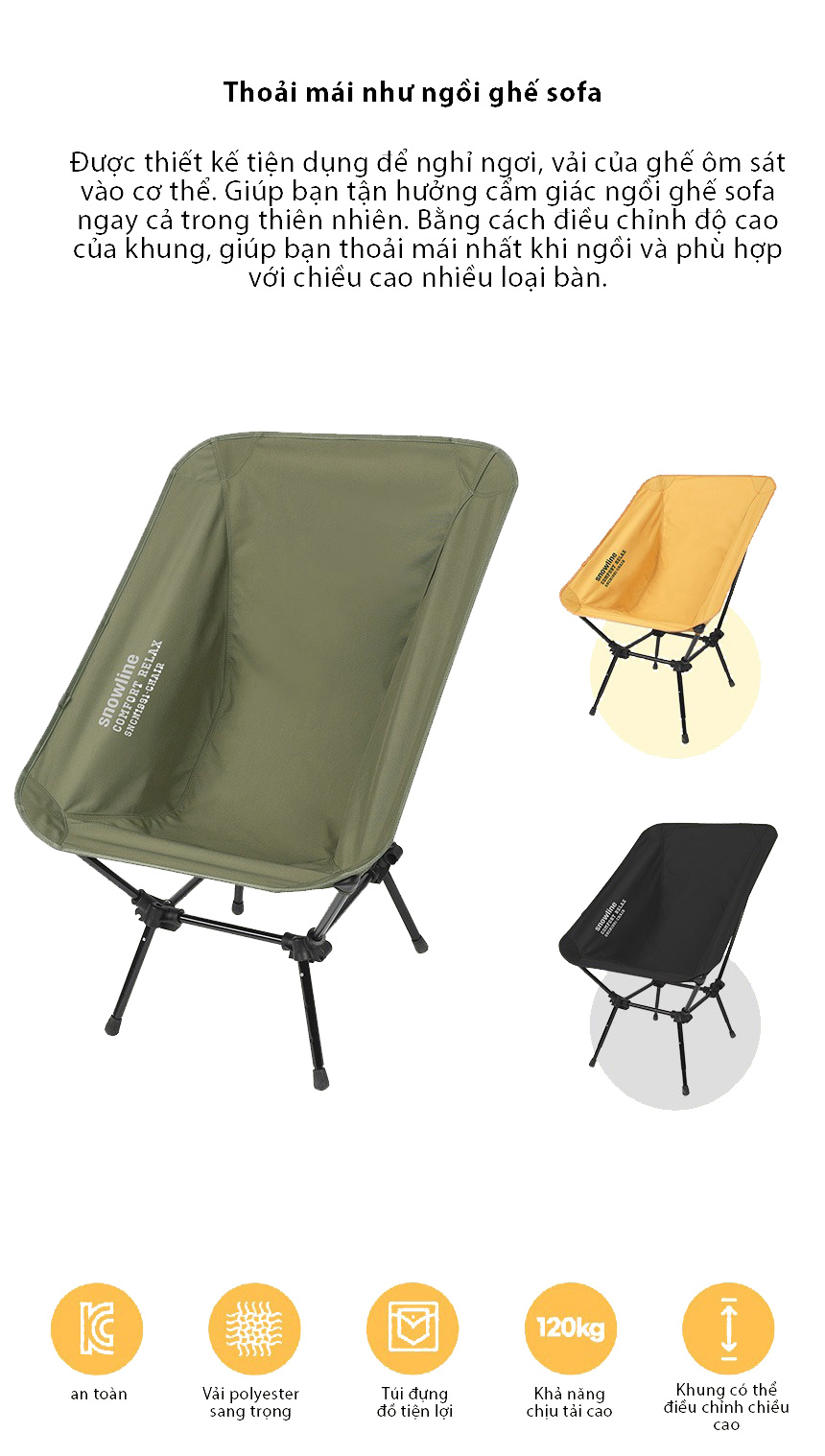 Ghế cắm trại gấp gọn Snowline Comfort Relax Chair SNG5ULC002 - Vàng
